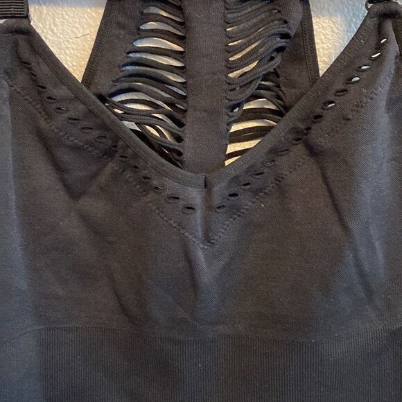SAGE- black sports bra- slits- Size Large - Picture 2 of 6